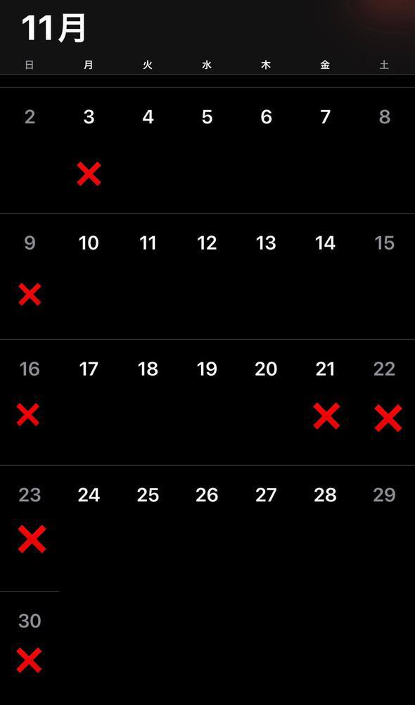 11月出勤予定🤍