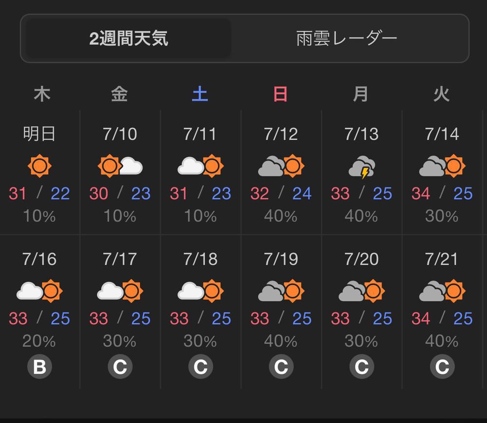 梅雨あけた、？