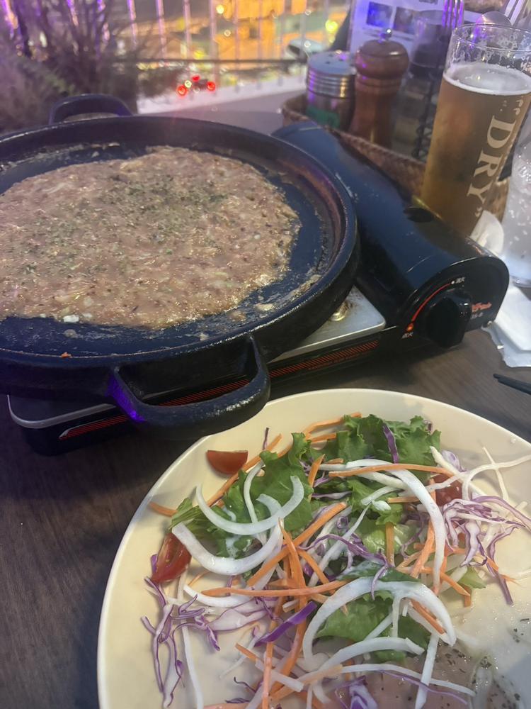 熱々もんじゃで乾杯🍻